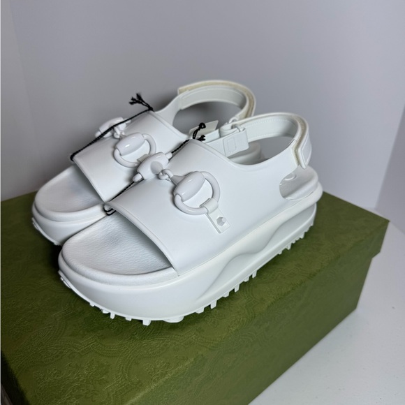 White GUCCI Platform Sandals size 37 - Picture 1 of 8